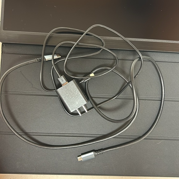 15.6" Portable Monitor and plugs/cords that came with it. - Picture 2 of 6